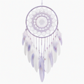 Attrape-rêves 40 x 90 cm en fils textiles violet et blanc style bohème à suspendre