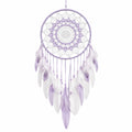Attrape-rêves 40 x 90 cm en fils textiles violet et blanc style bohème à suspendre