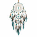 Décoration murale suspendue 45 x 100 cm en corde et plumes vert canard style bohème