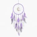 Attrape-rêves 20 x 65 cm violet en fil tressé avec plumes style lunaire à suspendre