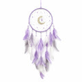 Attrape-rêves 20 x 65 cm violet en fil tressé avec plumes style lunaire à suspendre