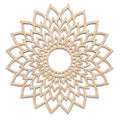 Décoration murale fleur ajourée 60 cm en bois naturel style bohème