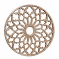 Décoration murale ronde 80 cm en bois beige sculpté style ajouré