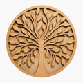 Décoration murale ronde 60 cm en bois naturel arbre ajouré style naturel