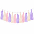 Guirlande décorative à pompons en papier 300 x 35 cm rose violet crème