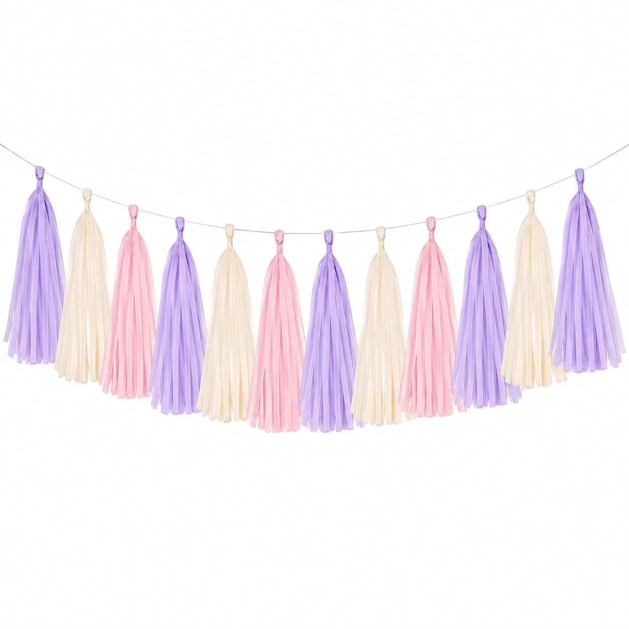 Guirlande décorative à pompons en papier 300 x 35 cm rose violet crème