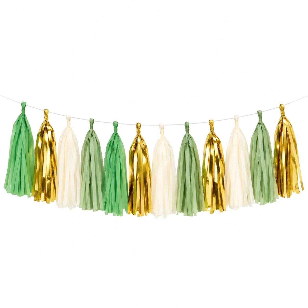Guirlande décorative à pampilles en papier 300 cm vert crème doré pour fête