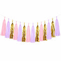 Guirlande à pompons 300 cm rose lilas doré en papier décorative de fête