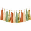 Guirlande à pampilles en papier 180 x 35 cm terracotta vert sauge crème doré décorative