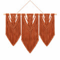 Tenture murale 110 x 100 cm en corde textile terracotta avec franges style bohème