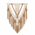 Tapisserie murale macramé 55 x 90 cm coton beige marron style bohème