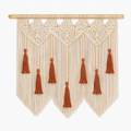 Tenture murale macramé 110 x 100 cm en coton beige et marron style bohème