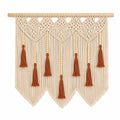 Tenture murale macramé 110 x 100 cm en coton beige et marron style bohème
