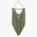 Tenture murale macramé 50 cm x 90 cm en coton vert style bohème