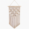 Tenture murale macramé 60 x 100 cm coton beige style bohème