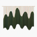 Tenture murale 120 x 100 cm en coton vert et beige avec franges style bohème