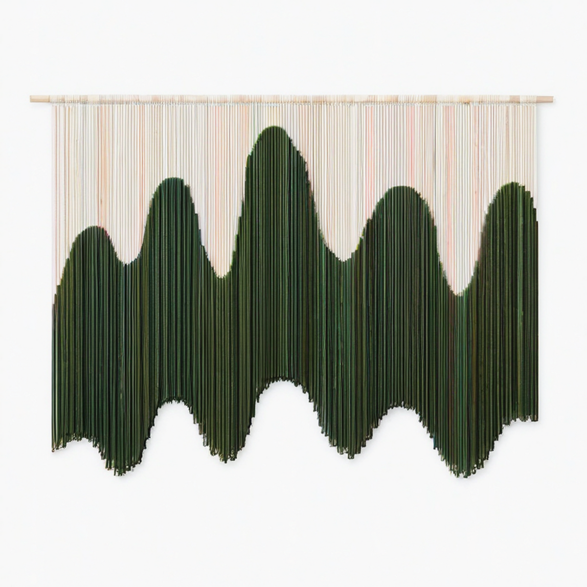 Tenture murale 120 x 100 cm en coton vert et beige avec franges style bohème