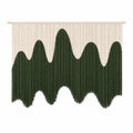 Tenture murale 120 x 100 cm en coton vert et beige avec franges style bohème