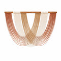 Tenture murale tissée 100 x 80 cm en corde beige terracotta avec barre en bois style bohème