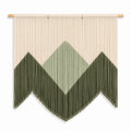 Tenture murale macramé 100 x 110 cm coton beige vert style bohème
