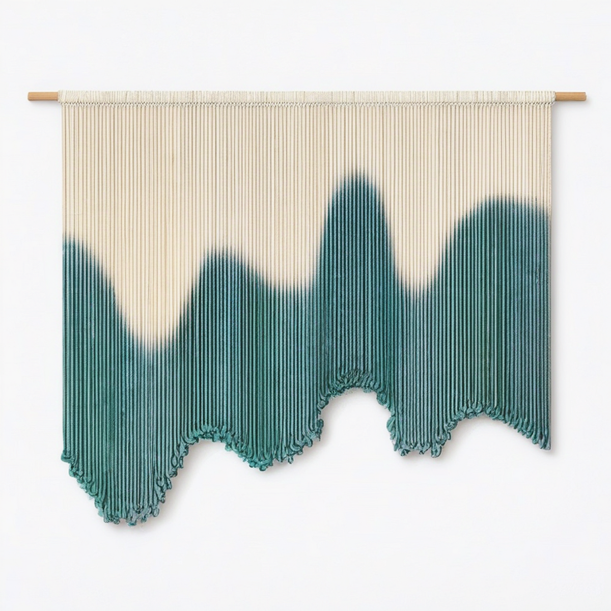 Tenture murale tressée 120 x 100 cm en coton beige vert style bohème