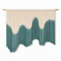 Tenture murale tressée 120 x 100 cm en coton beige vert style bohème