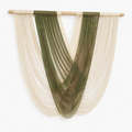 Tenture murale 100 x 120 cm en fibres textiles beige et vert olive style bohème