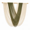 Tenture murale 100 x 120 cm en fibres textiles beige et vert olive style bohème